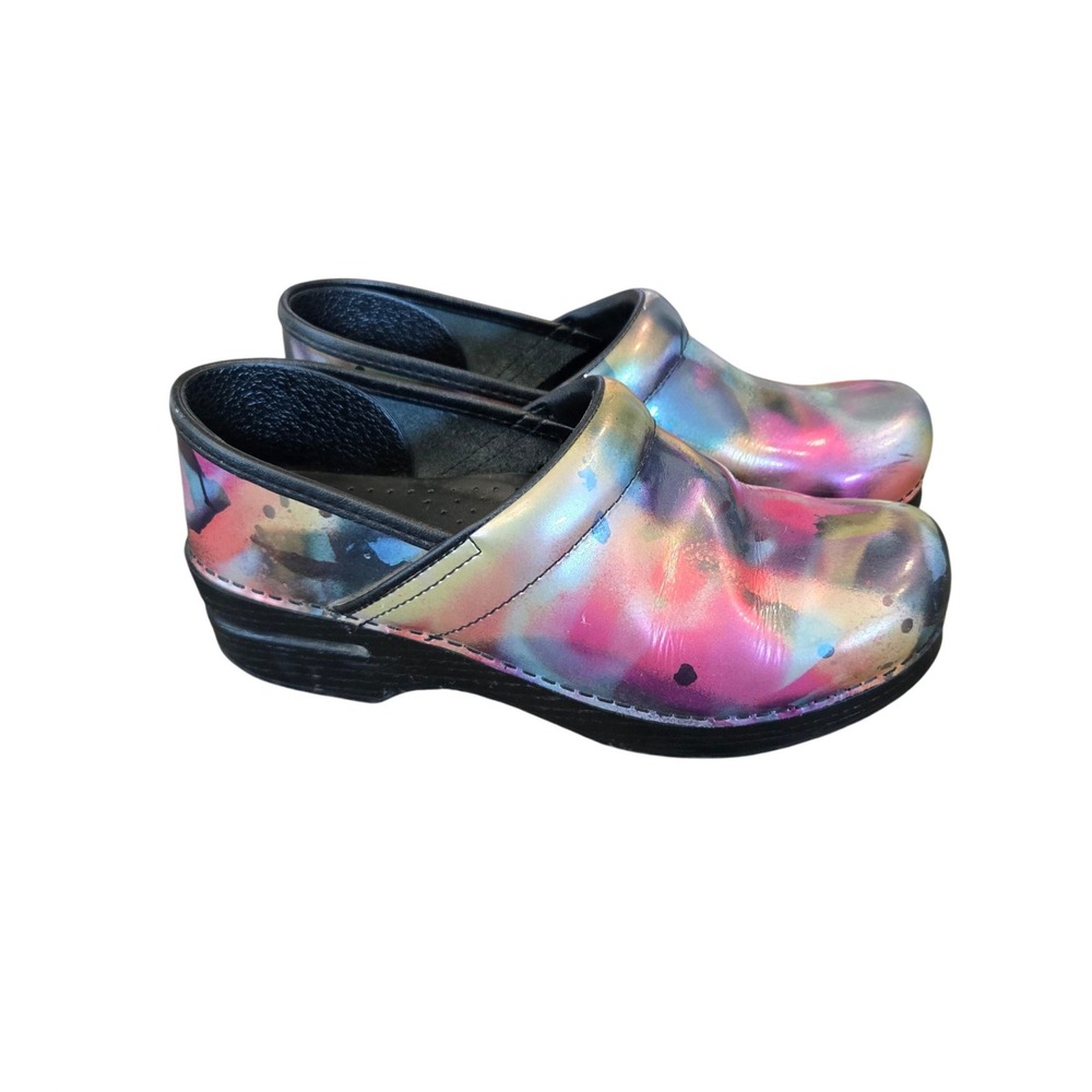 Dansko Professional Clogs Womens EU39 US 8 Spray Paint Watercolor Patent Leather